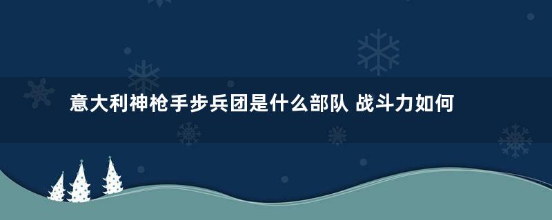 意大利神枪手步兵团是什么部队 战斗力如何